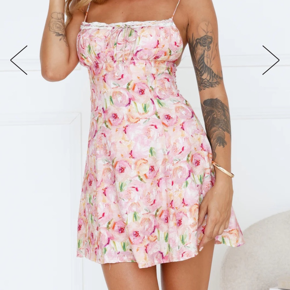 PAINTED CANVAS MINI DRESS PINK
